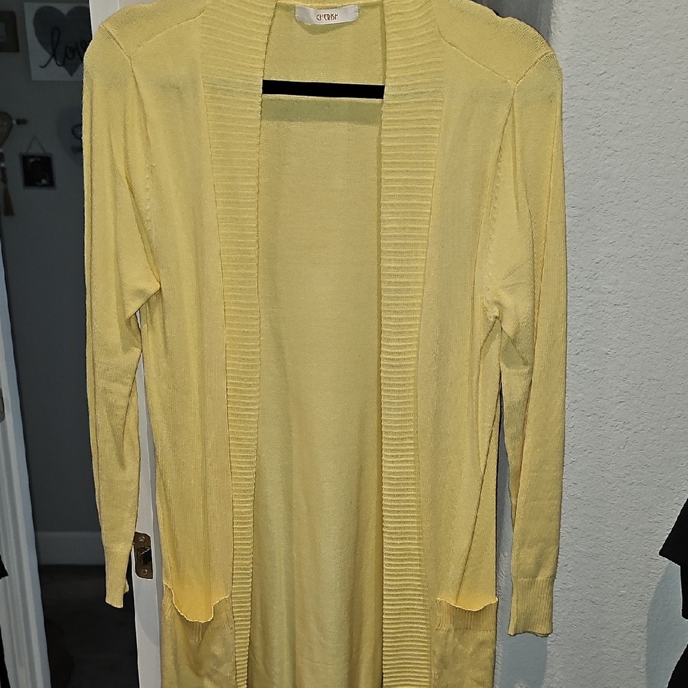 CHERISH - Lemon Yellow Open Front Cardigan